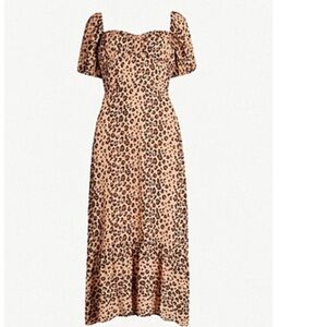 REFORMATION Hannah Leopard-print Crepe Midi Dress In Feline Size 0